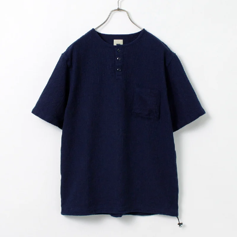 Men's Shirts with Full PlacketsFOB FACTORY / F3493 Indigo waffle T-shirt