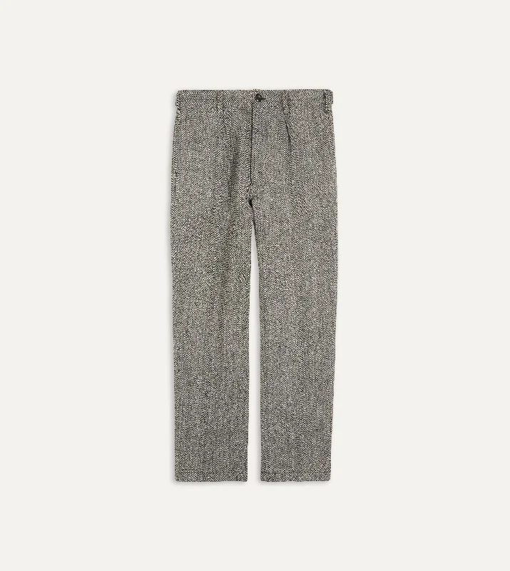 Men's Pants with Turn-Up CuffsGrey Harris Tweed One Pleat Games Trousers