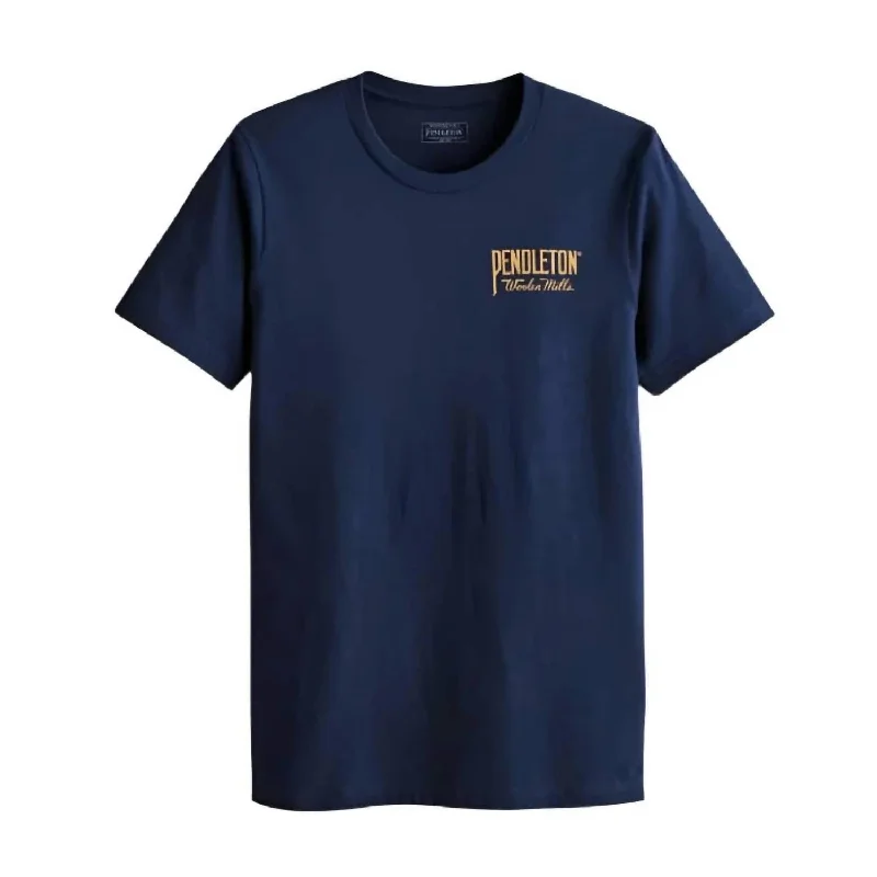 Men's Shirts with Pin CollarsMen's Original Western Graphic Tee In Navy/gold