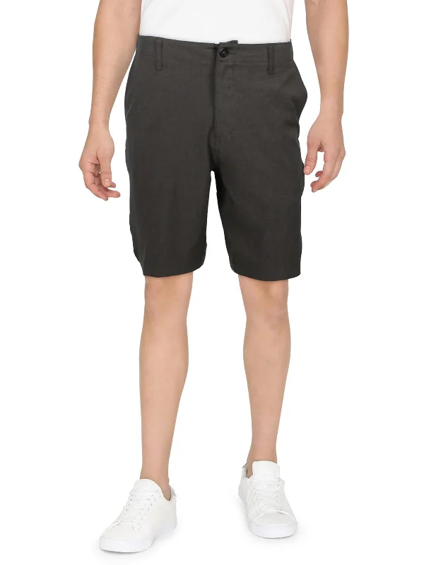 Men's Pants with Hidden ButtonsMens Heathered Short Flat Front
