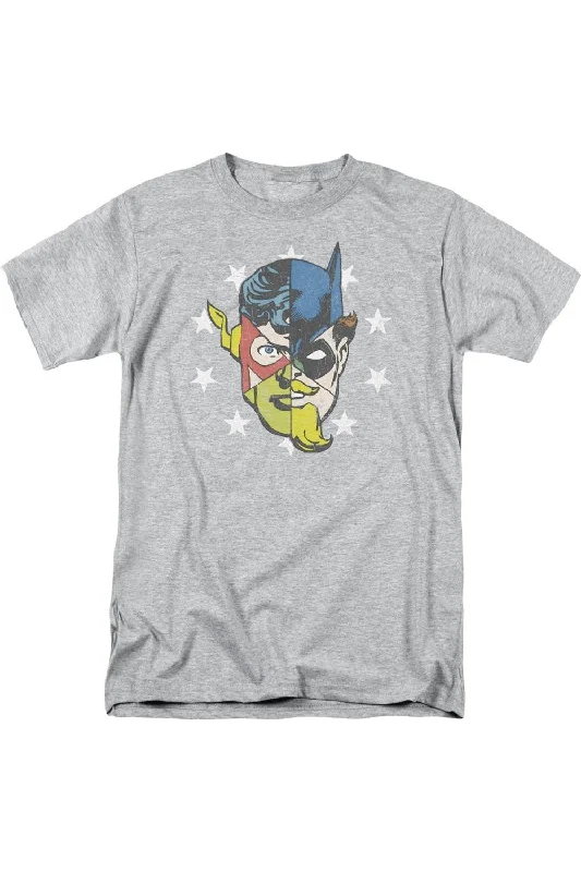 Men's Shirts with Graphic SleevesJustice League of America Face Off Short Sleeve Adult Tee / T-Shirt