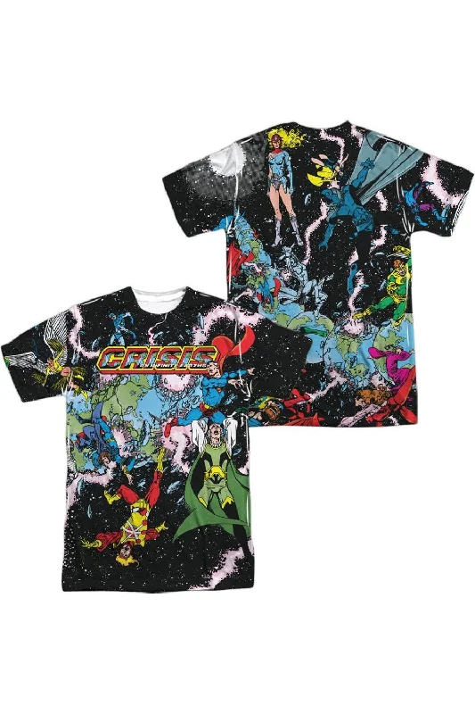 Men's Shirts with Belt AttachmentsJustice League of America Crisis Variant (Front/Back Print) Short Sleeve Adult Poly Crew Tee / T-Shirt