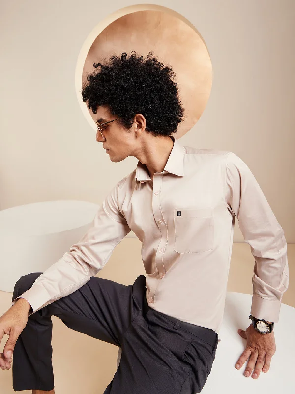 Men's Checkered Shirts for a Retro FeelBeige Cotton Formal Shirt