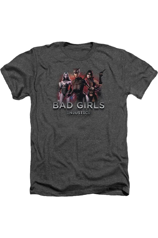 Men's Shirts with Wingtip CollarsInjustice Gods Among Us Bad Girls Adult Heather Tee / T-Shirt