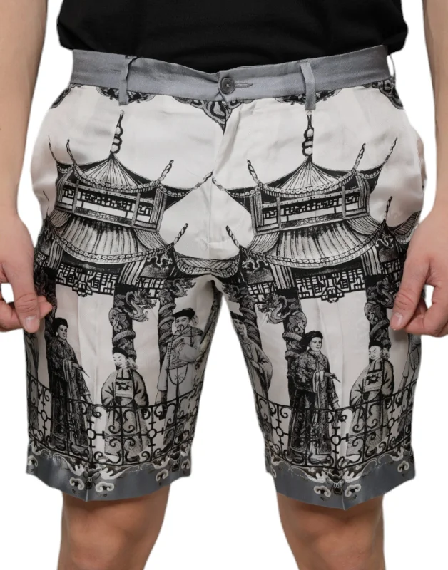 Men's Drawstring Pants for AdjustabilityDolce & Gabbana multi Printed Silk Men Bermuda Men's Shorts