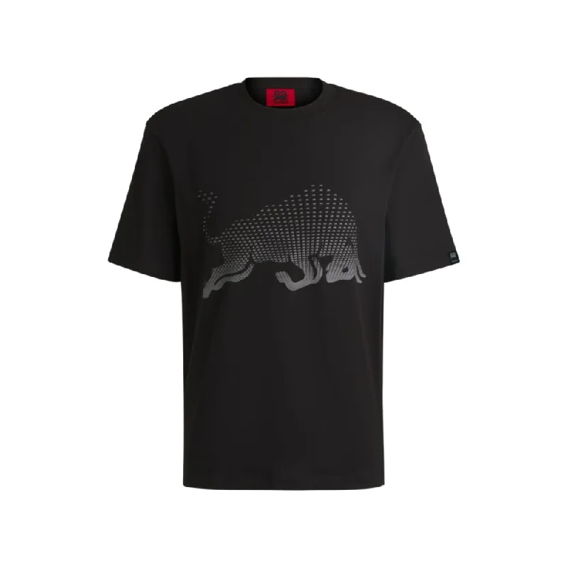 Men's Shirts with Hidden ButtonsHUGO x RB cotton-jersey T-shirt with degradé bull graphic