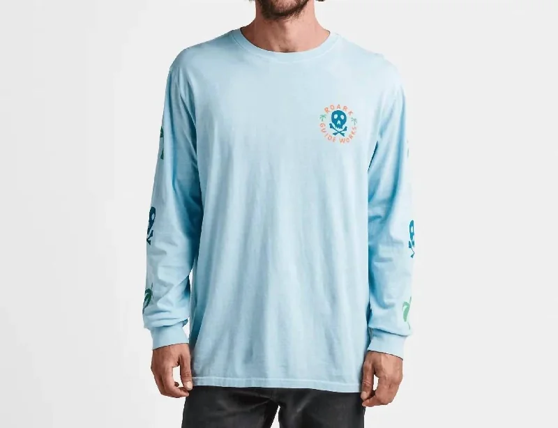 Men's Shirts with High NecksGuideworks Skull Long Sleeve Premium Tee In Light Blue