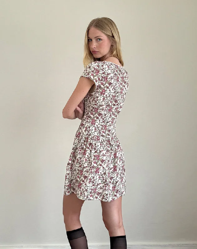 Tipani Mini Dress in Vintage Bloom Ivory