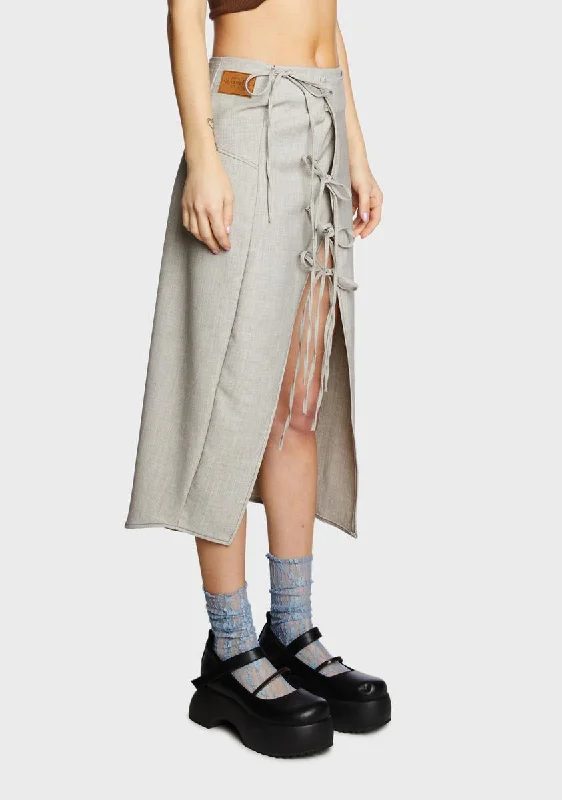 Denim Tie Long Skirt