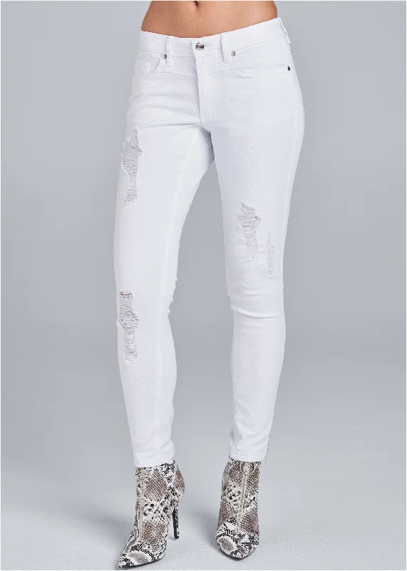 Ripped cropped jeans - White