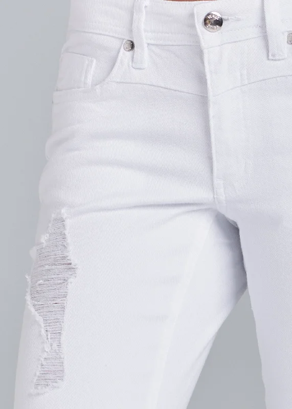 Ripped cropped jeans - White