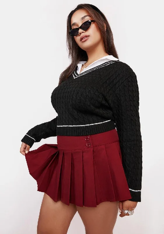 Plus Wine Stop N' Stare Pleated Mini Skirt