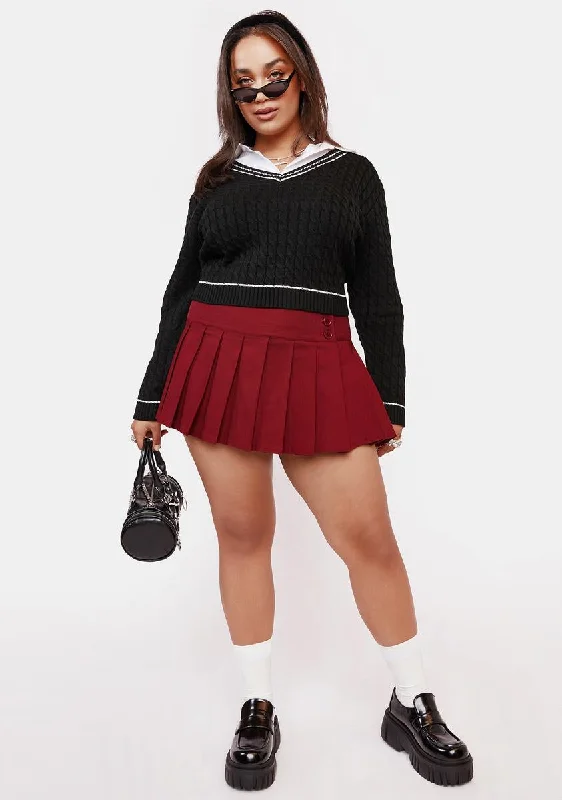 Plus Wine Stop N' Stare Pleated Mini Skirt