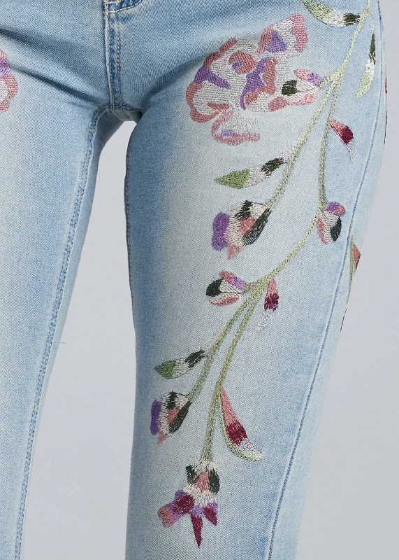 Floral embroidered skinny jeans - Light Wash