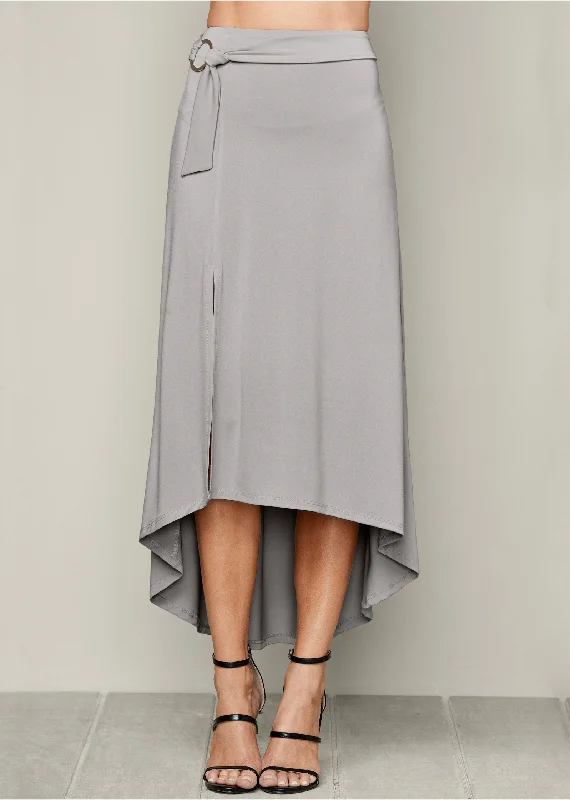 Belted high-low maxi skirt - Grey