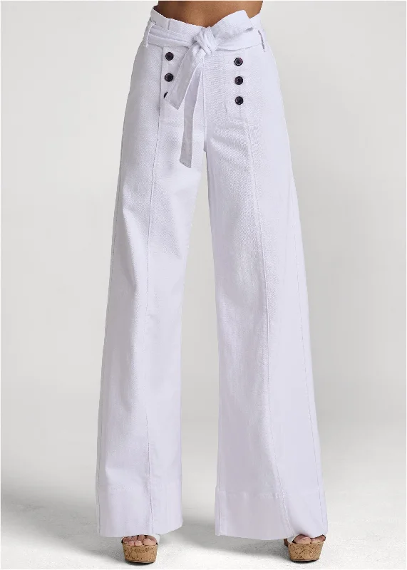 Flare leg high waist jeans - White Denim