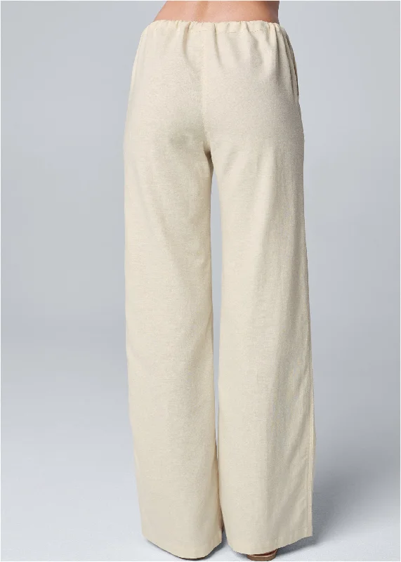 Linen drawstring pants - Sand