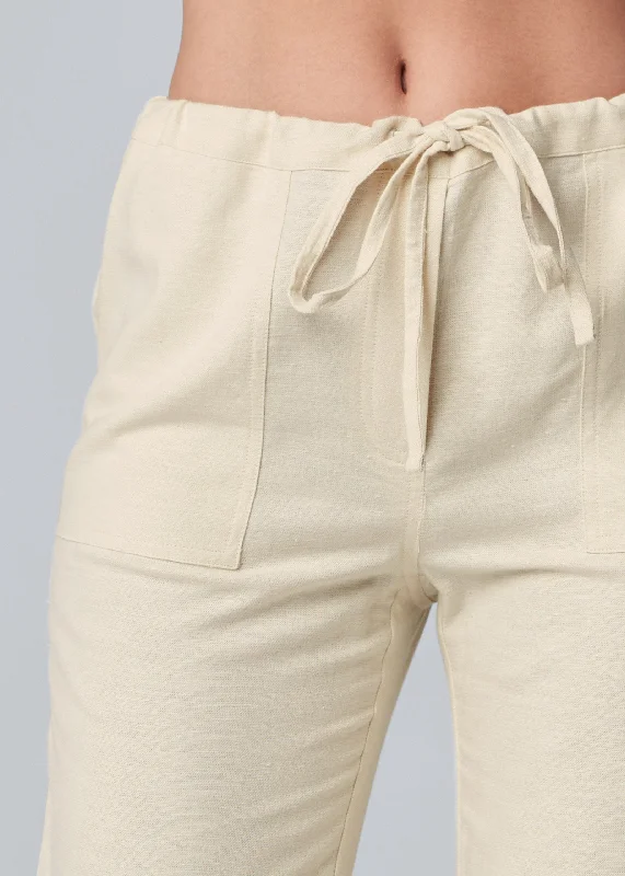 Linen drawstring pants - Sand