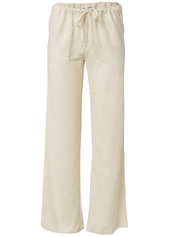 Linen drawstring pants - Sand