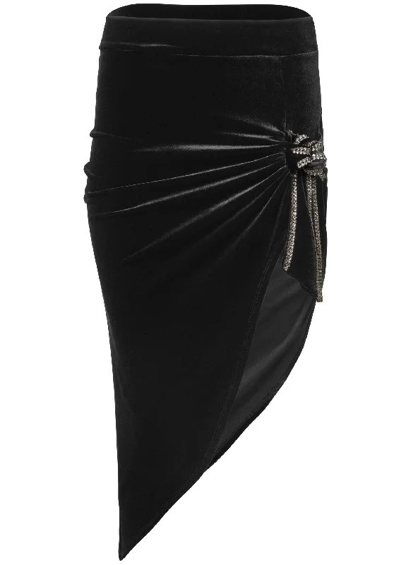 Velvet rhinestone bow skirt - Black Multi