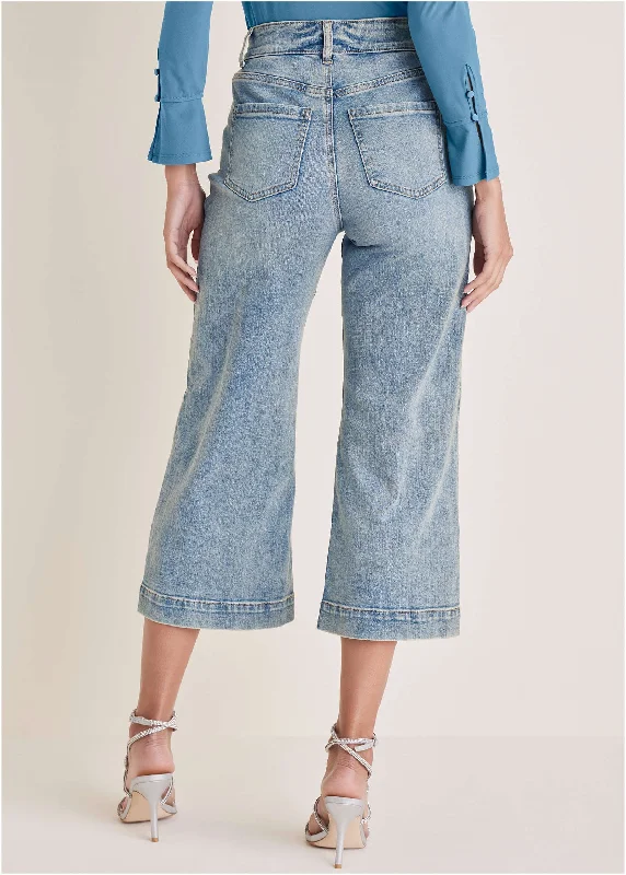 Sophia wide leg crop jeans - Light Wash