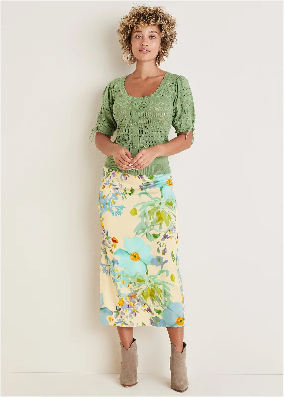 Midi slip skirt - Coquette Bouquet