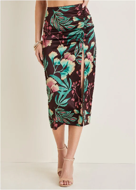 Stretch slit midi skirt - Lake Botanical