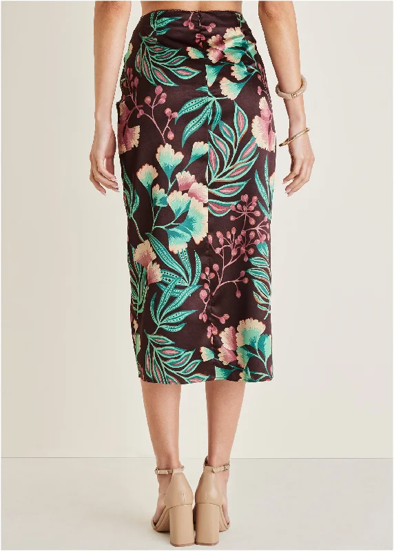 Stretch slit midi skirt - Lake Botanical