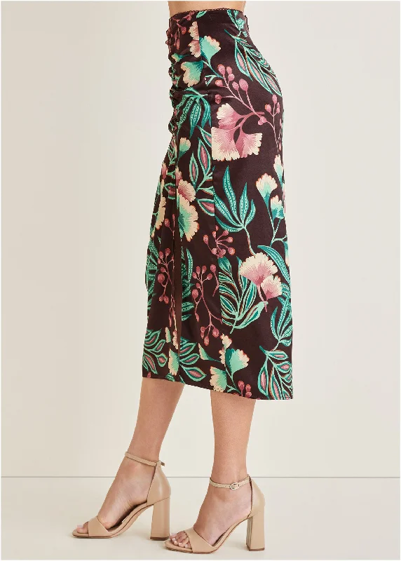 Stretch slit midi skirt - Lake Botanical