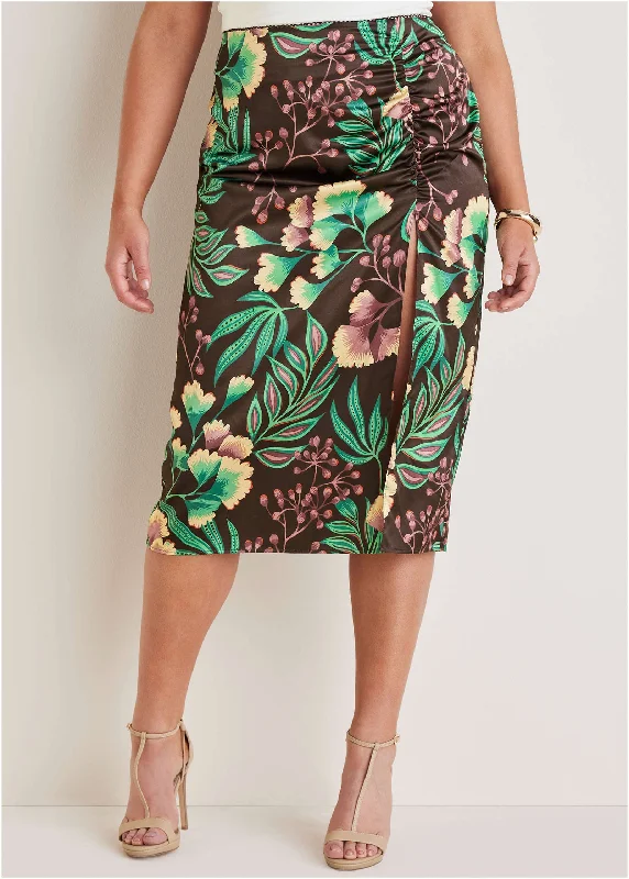 Stretch slit midi skirt - Lake Botanical