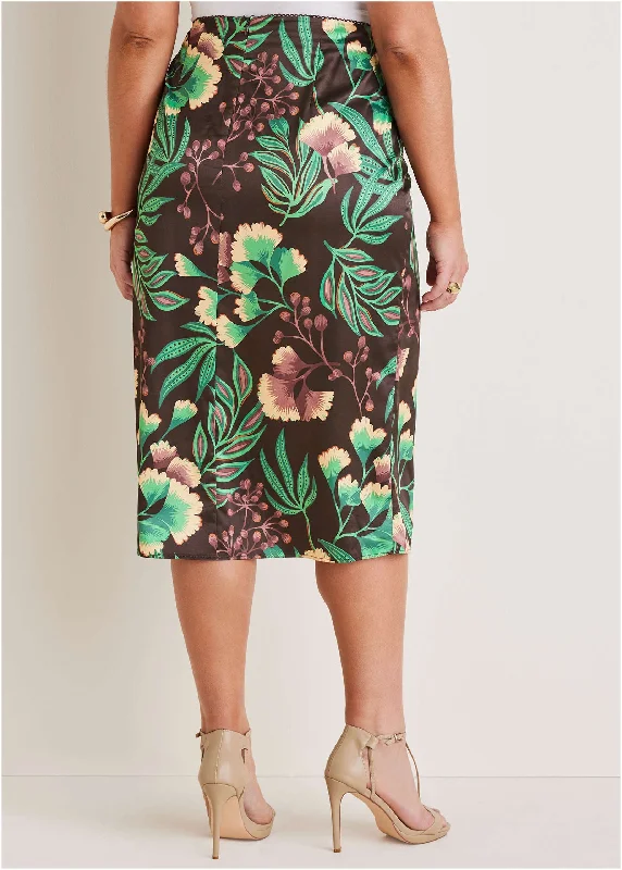 Stretch slit midi skirt - Lake Botanical