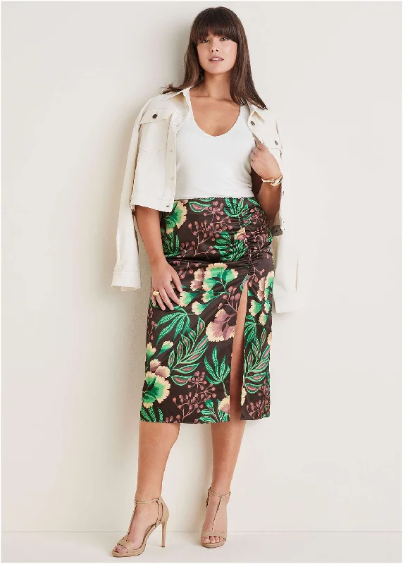 Stretch slit midi skirt - Lake Botanical