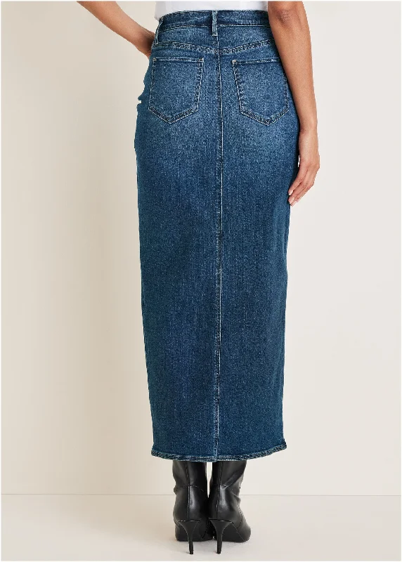 Denim maxi skirt - Medium Wash