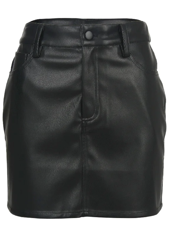 Faux leather mini skirt - Black