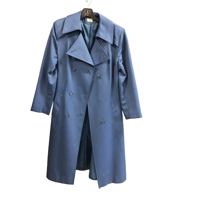 Coat Trenchcoat By Cmc In Blue, Size: 14