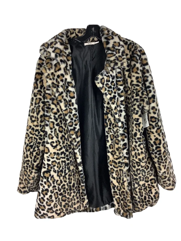 Jacket Faux Fur & Sherpa By Clothes Mentor In Animal Print, Size: L