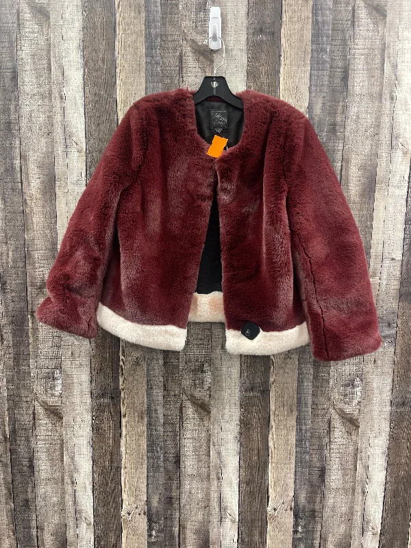 Jacket Faux Fur & Sherpa By Saks Fifth Avenue In Red, Size: M