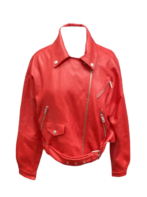 Jacket Leather By Avec Les Filles In Red, Size: M