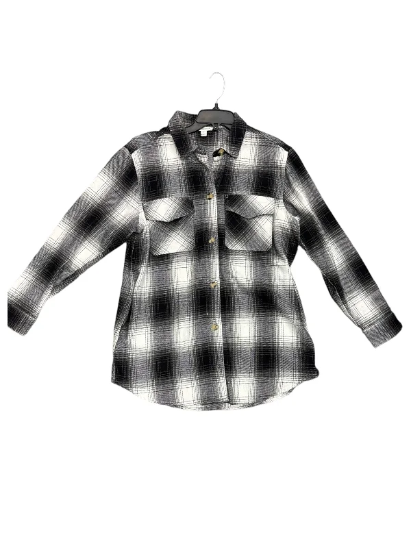 Jacket Shirt By Beachlunchlounge In Black & White, Size: M