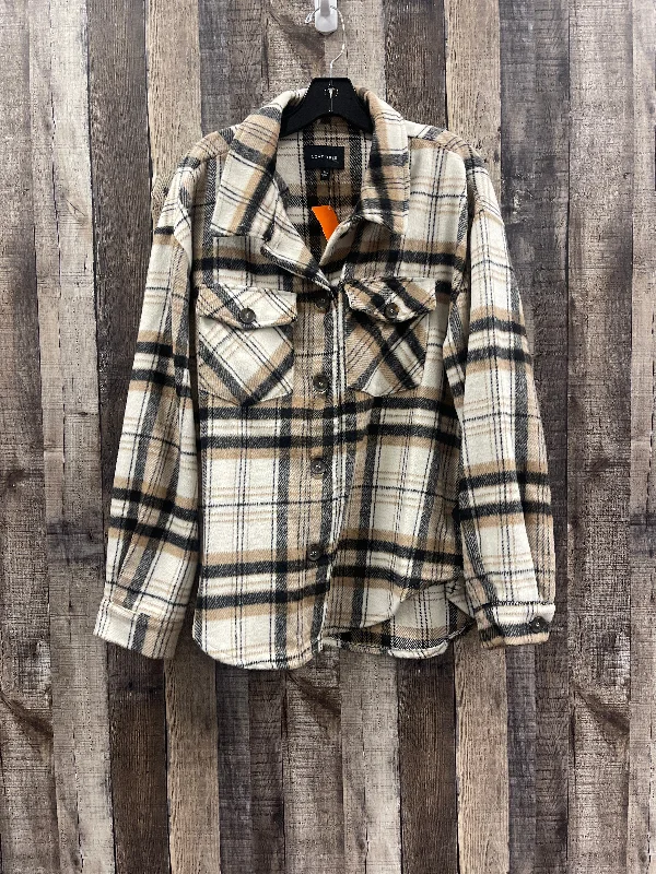 Jacket Shirt By Love Tree In Plaid, Size: L