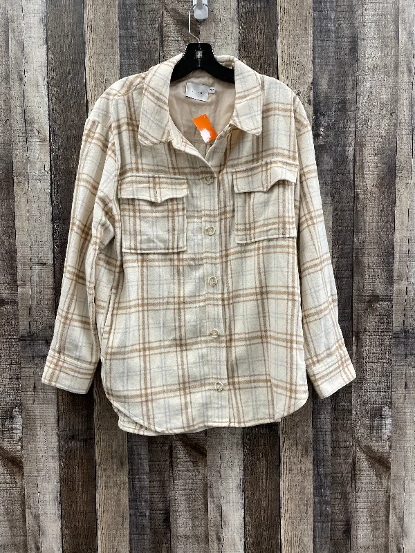 Jacket Shirt By Lush In Plaid, Size: L