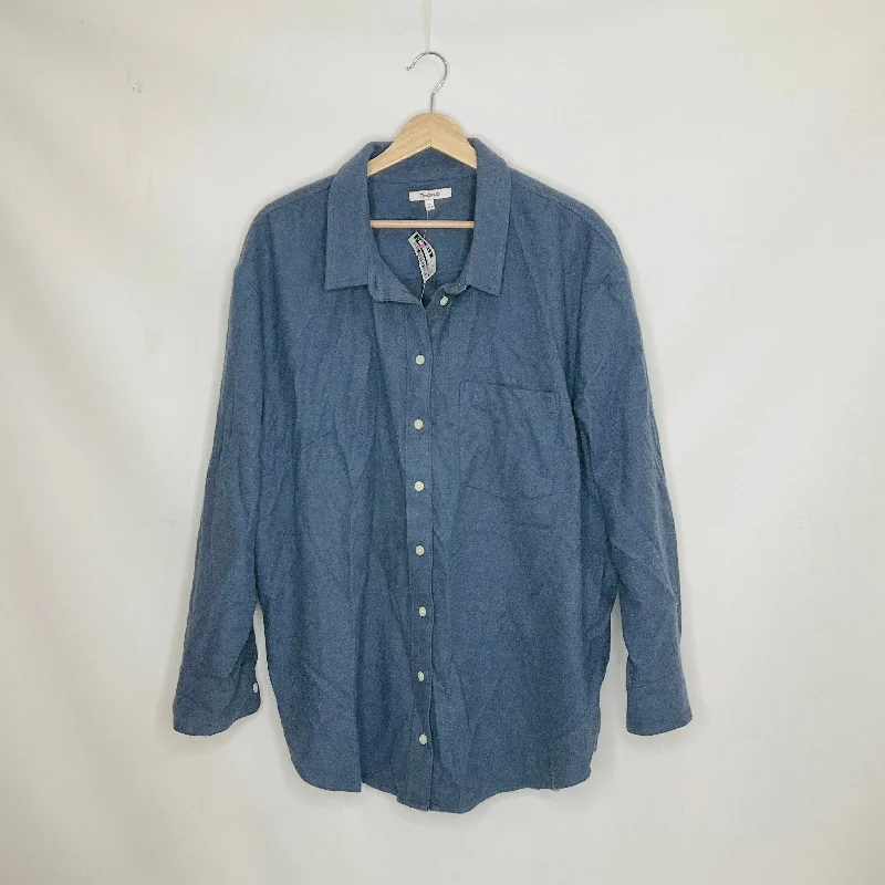 Jacket Shirt By Madewell In Blue, Size: 2x