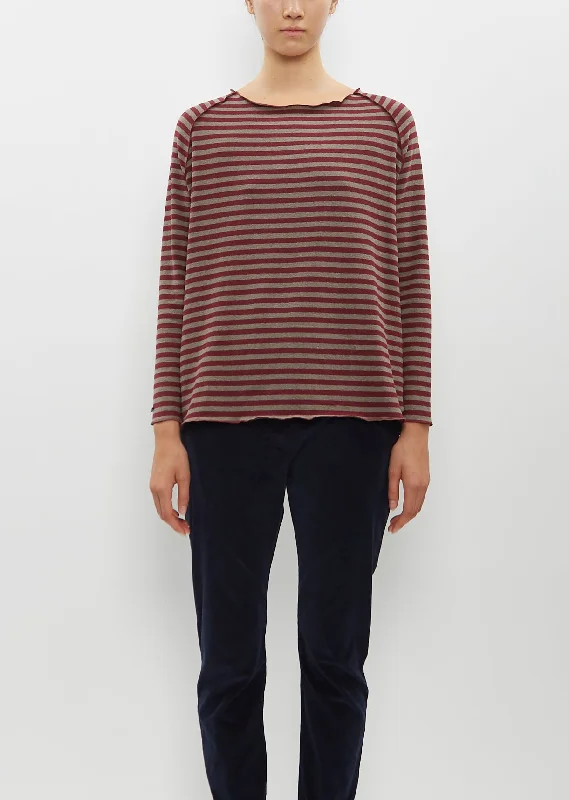 Raglan Riga Stripe Sweater — Red