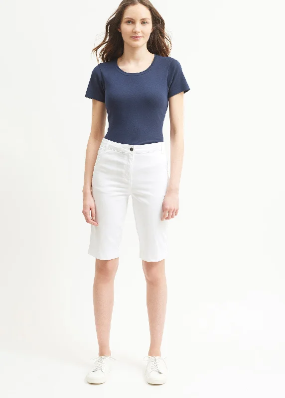 Samantha plain Bermuda shorts - in light cotton (BLANC)