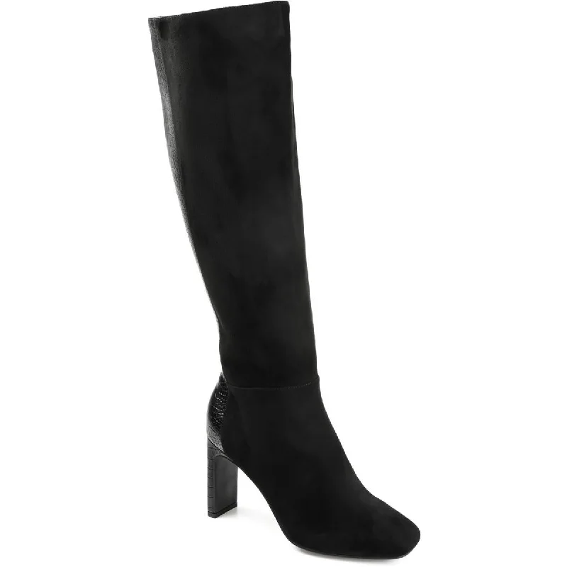 Elisabeth Womens Faux Leather Embossed Knee-High Boots