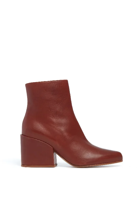 Tito Block Heel Boot in Cognac Leather