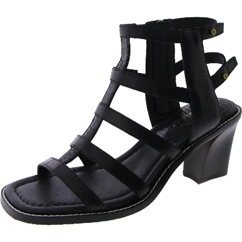 JENESSA Womens Faux Leather Open Toe Strappy Sandals