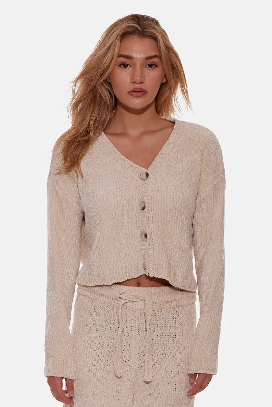 Adele Chenille Cardigan Cream