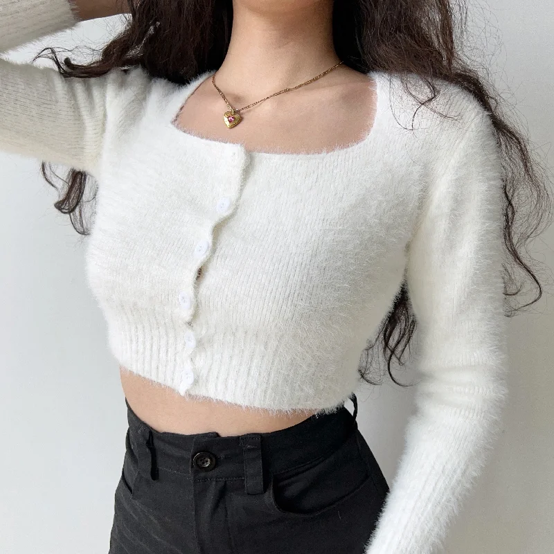 Fuzzy Cropped Cardigan