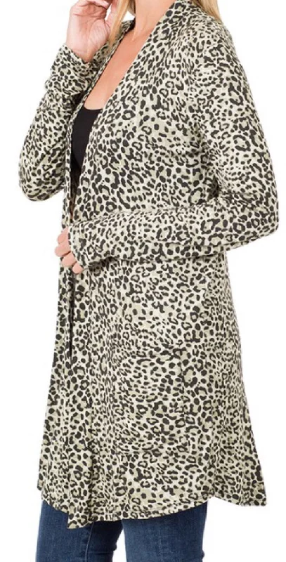 Leopard Pocket Cardigan - 3 Colors